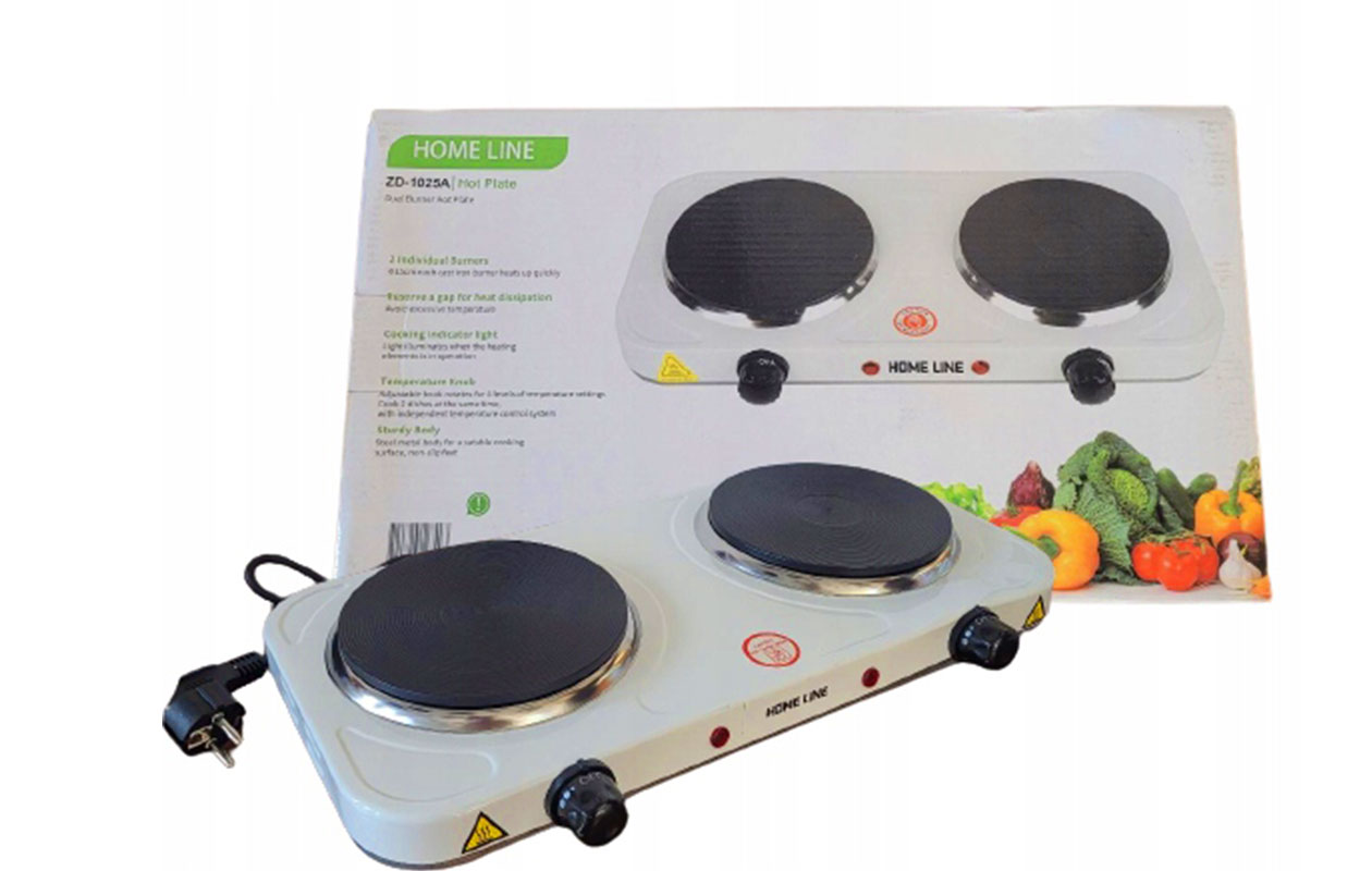 Home Line Elektrische Kookplaat – 2 Pits – 2000W – Ø15cm