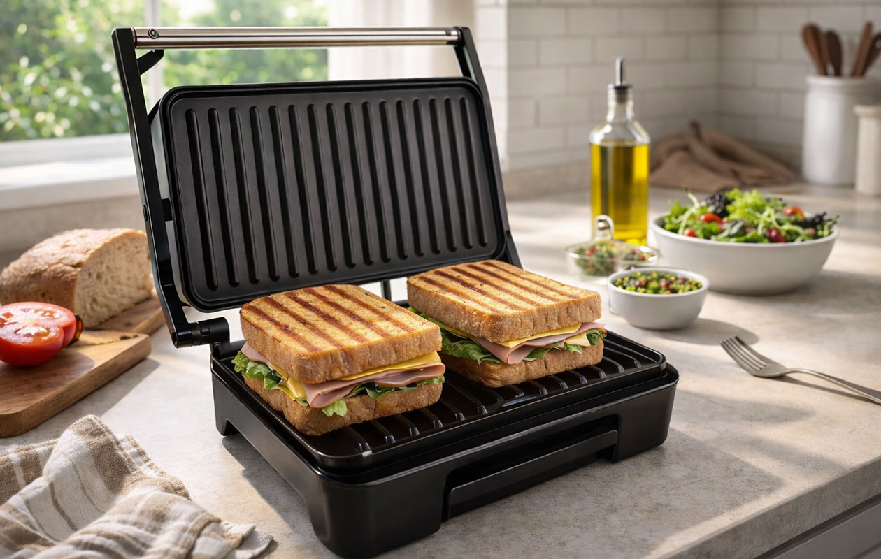 Husla Elektrische Contactgrill / Panini Grill – RVS (73925)