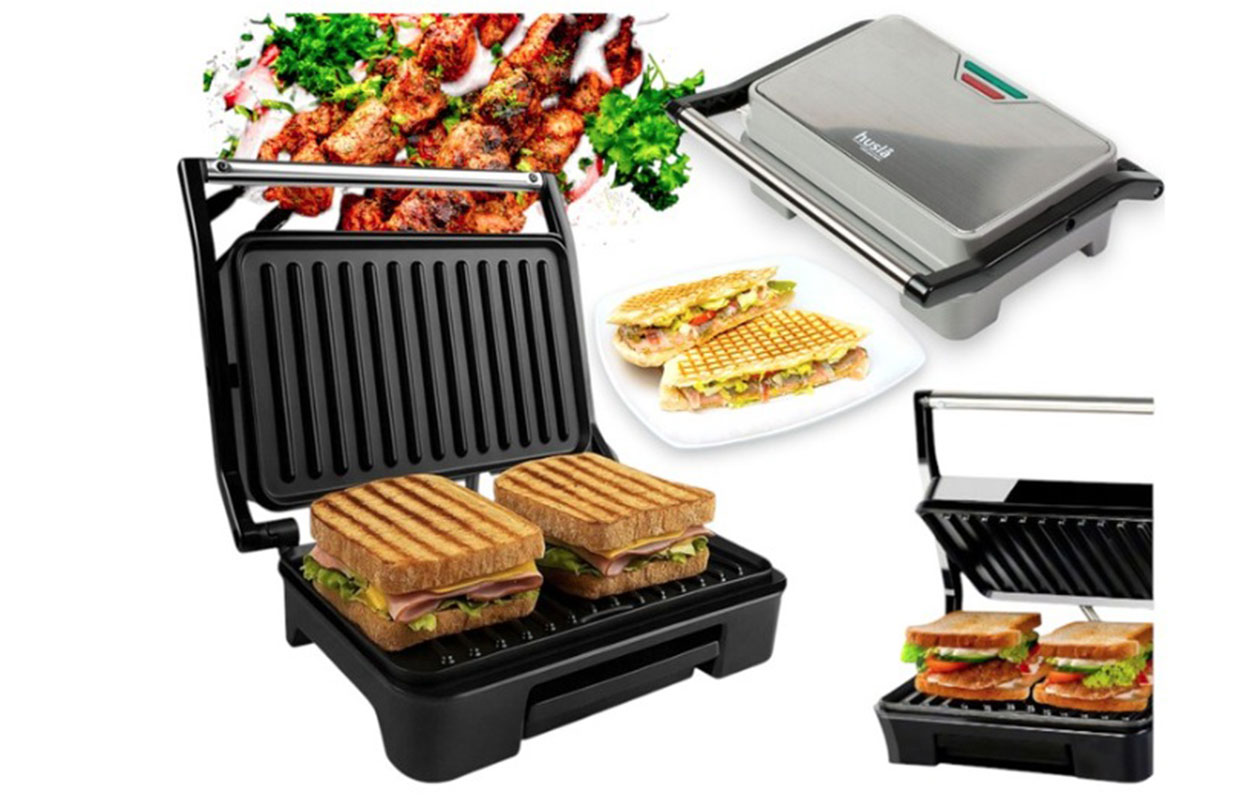 Husla Elektrische Contactgrill / Panini Grill – RVS (73925)