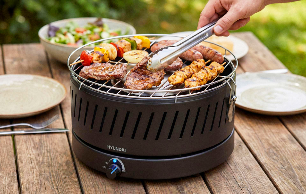 Hyundai Electronics rookvrije houtskool tafelbarbecue met ventilator