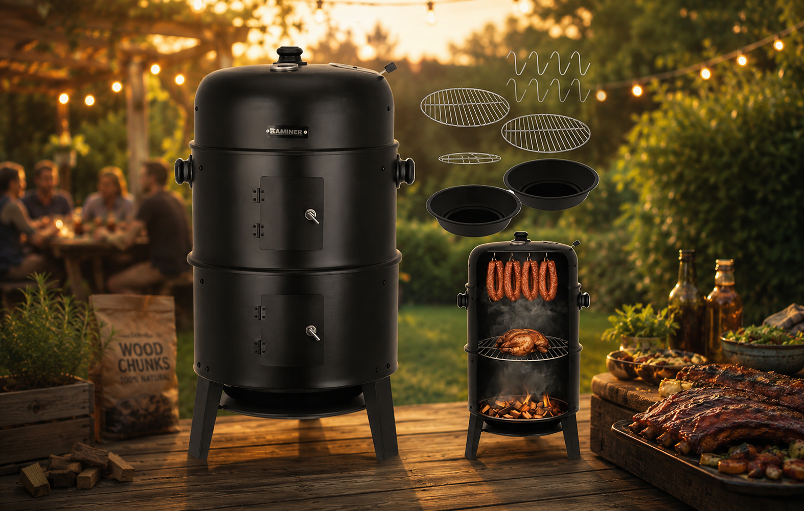 Kaminer 3-in-1 houtskoolgrill rookoven