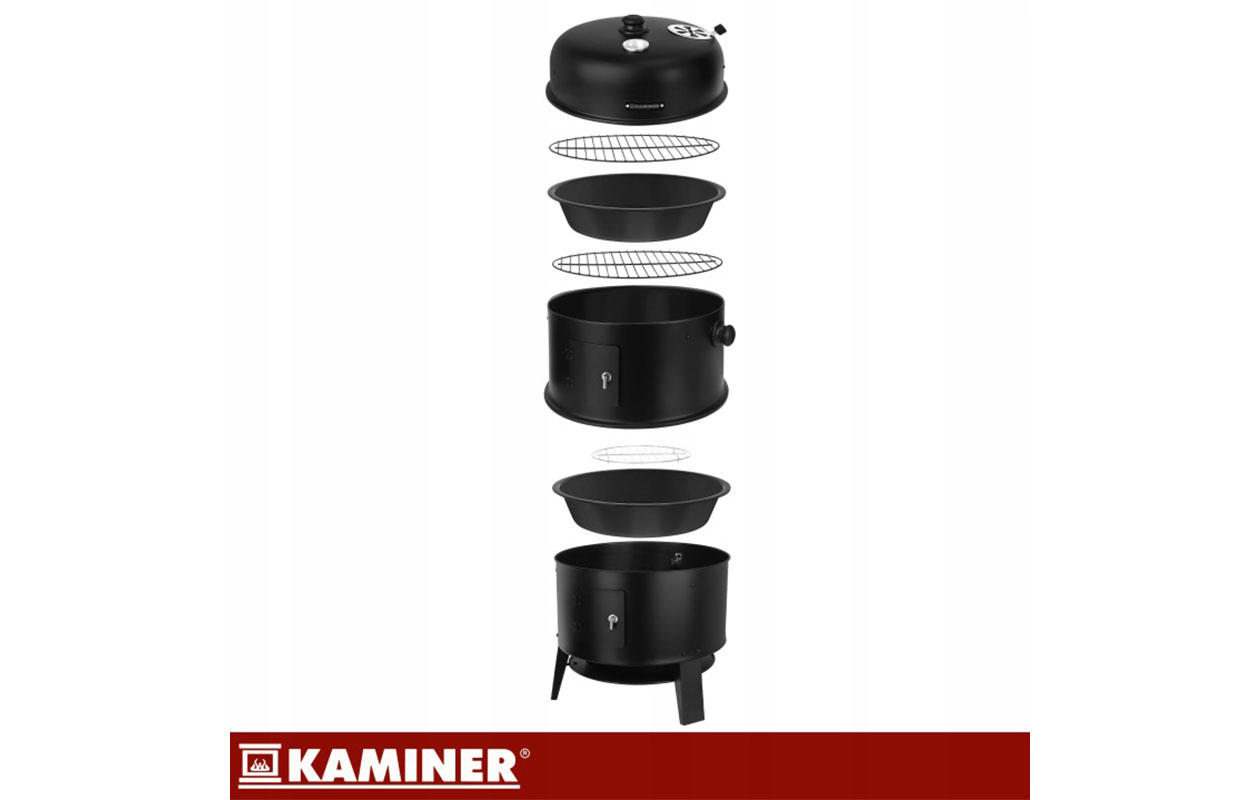 Kaminer barbecue au charbon 3-en-1 avec fumoir