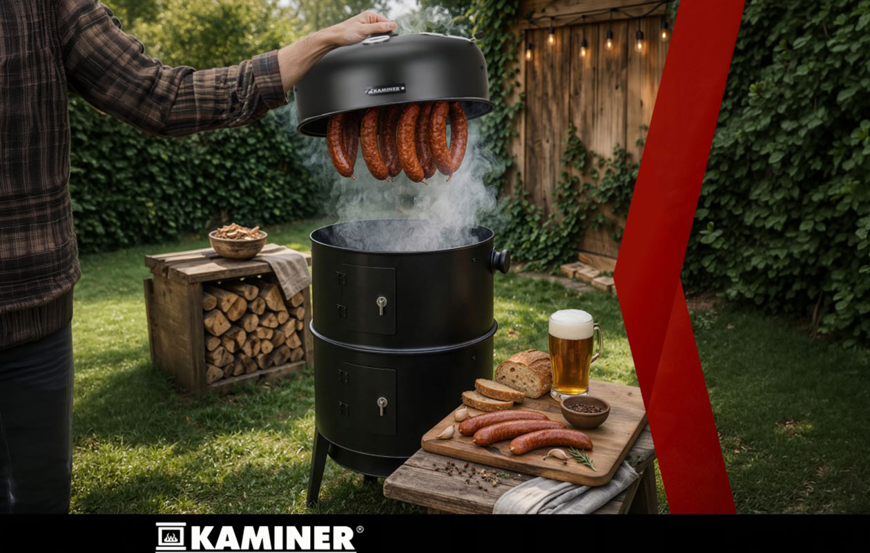 Kaminer barbecue au charbon 3-en-1 avec fumoir