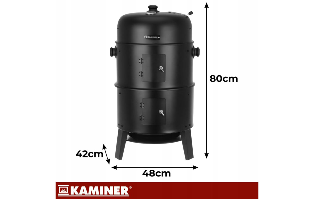 Kaminer barbecue au charbon 3-en-1 avec fumoir