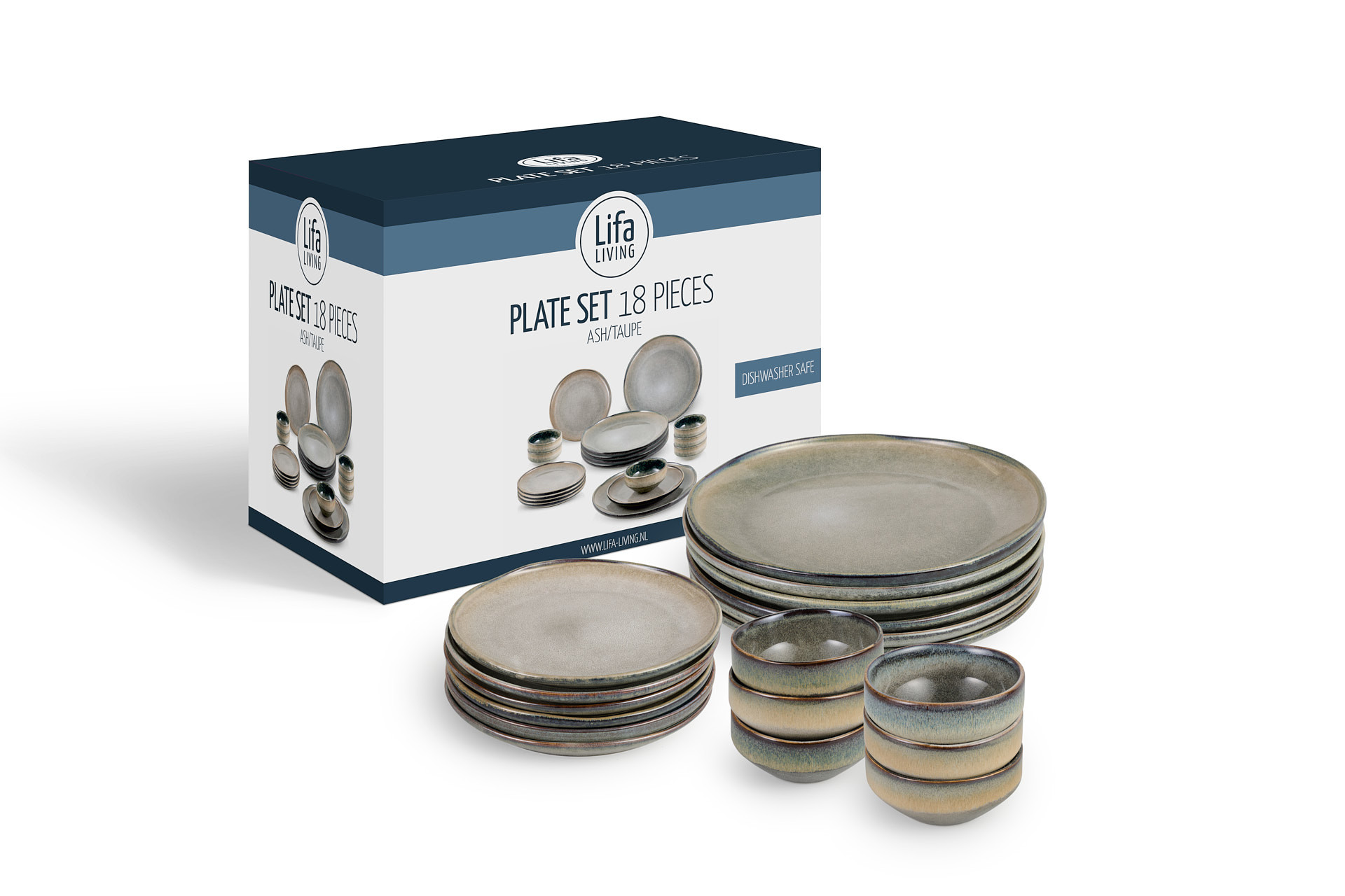 Lifa Living Set de vaisselle 18 pièces - Ash Taupe
