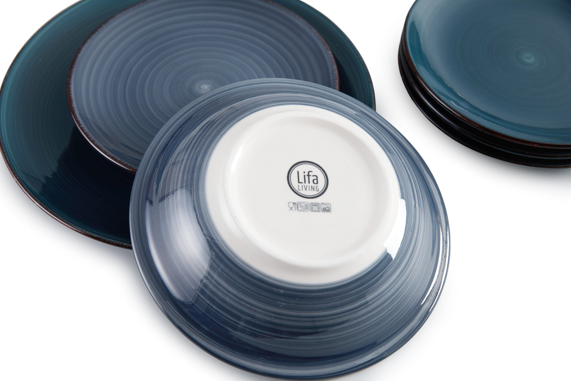 Service de 18 assiettes Lifa Living - Bleu/Vert