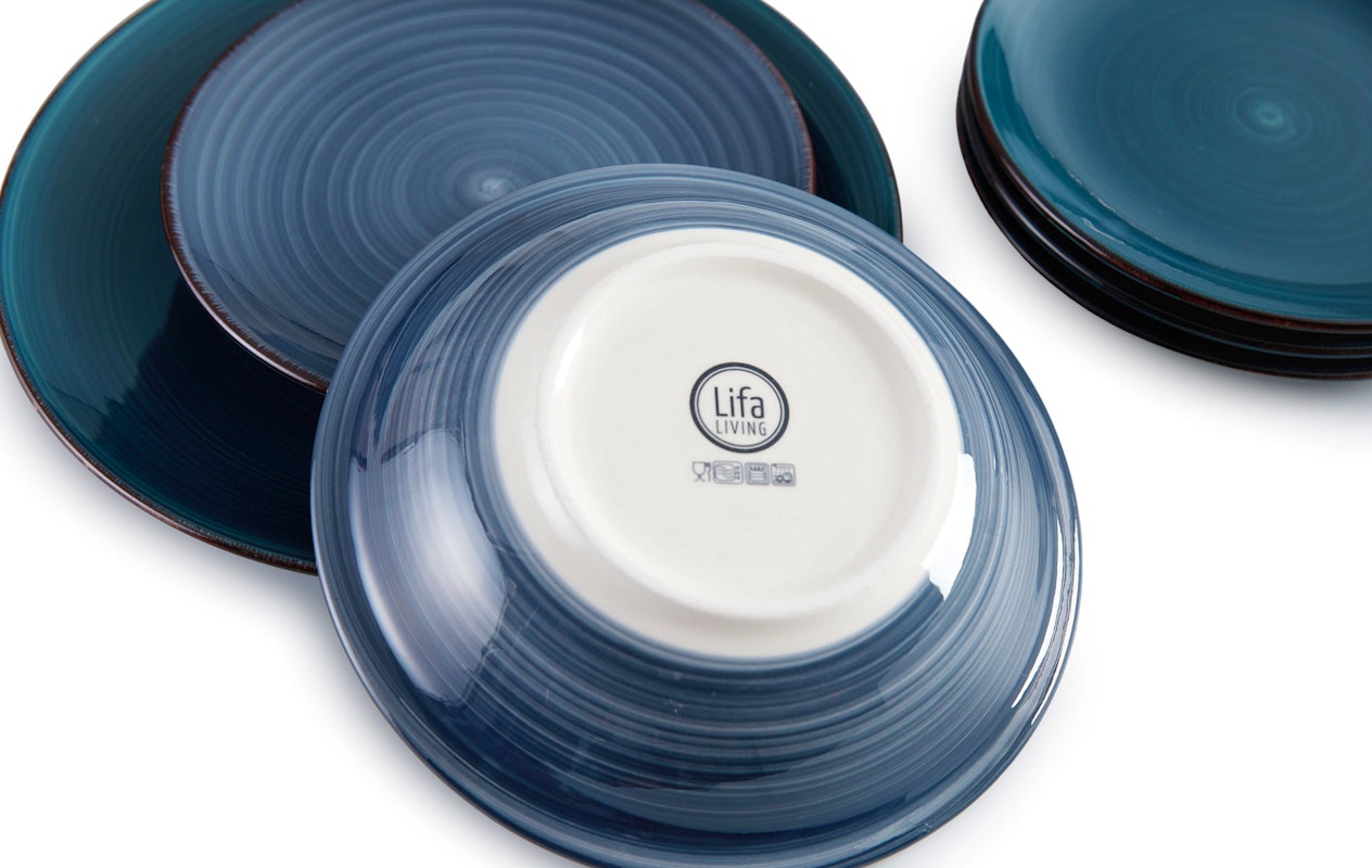 Palmer Bordenset David Mucky Stoneware 6-persoons 18-delig Bruin Groen Palmer Bordenset David Mucky Stoneware 6-persoons 18-delig Bruin Groen