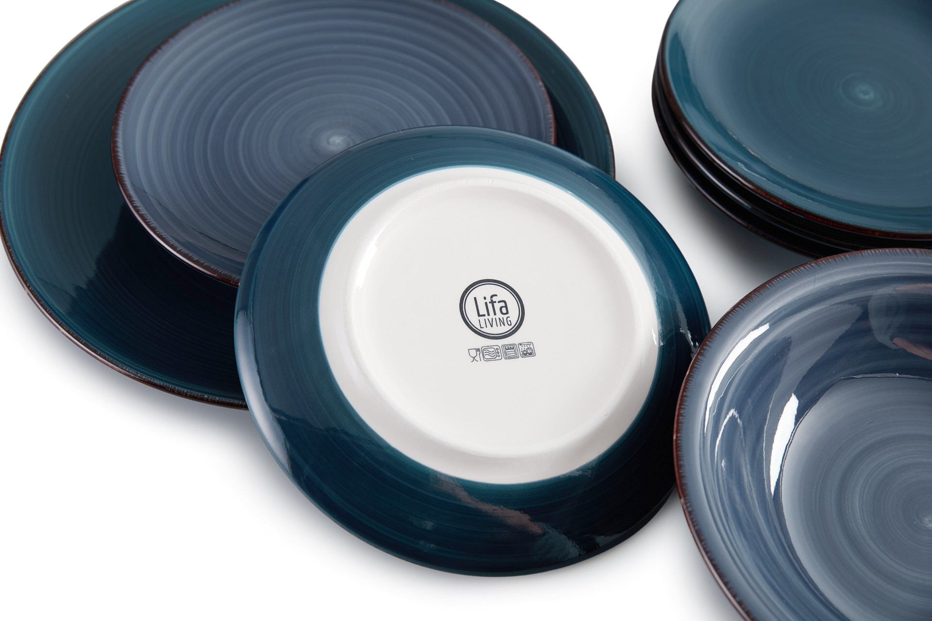 Service de 18 assiettes Lifa Living - Bleu/Vert