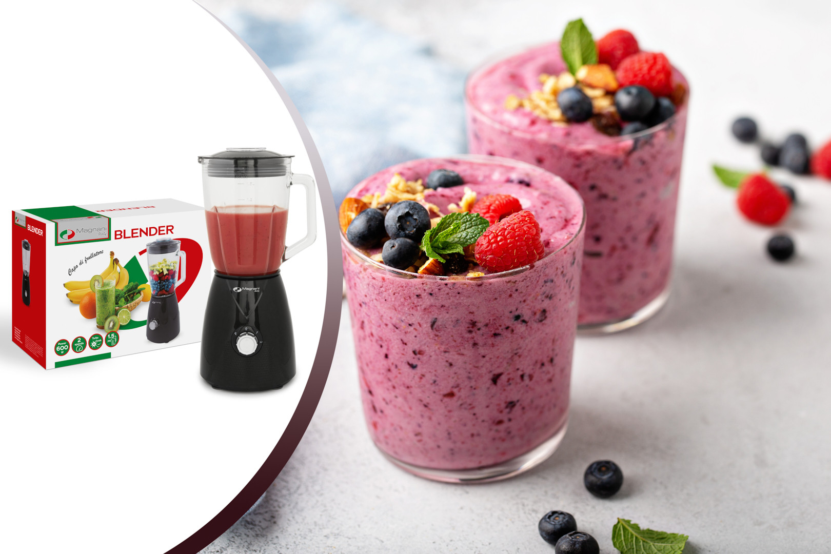 Magnani Blender 600 watt - Zwart/RVS
