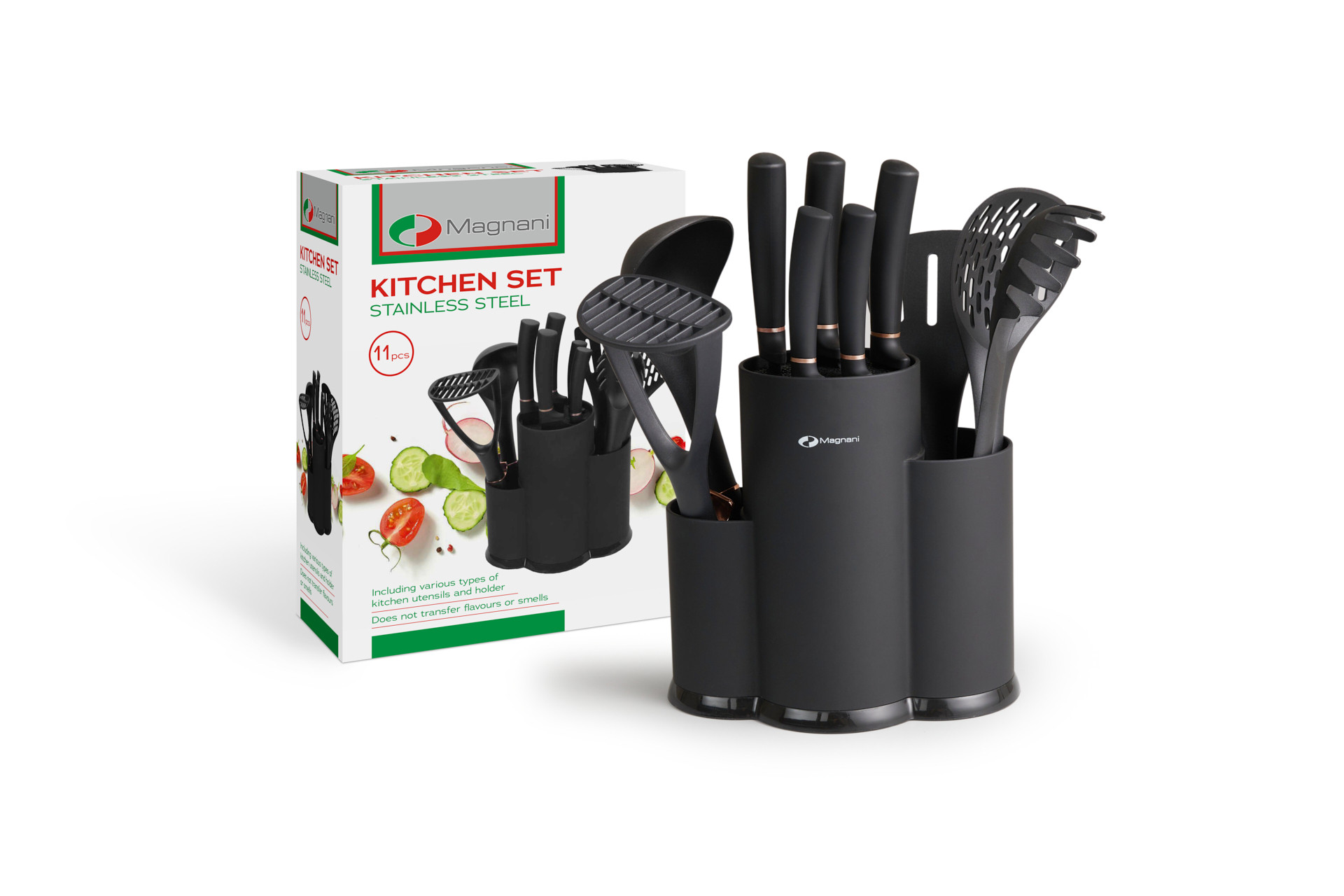 Magnani Keukenmessen en keukengerei in standaard 11-delig