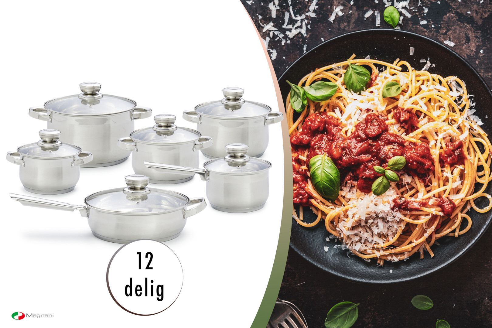 Magnani pannenset RVS 12-delig