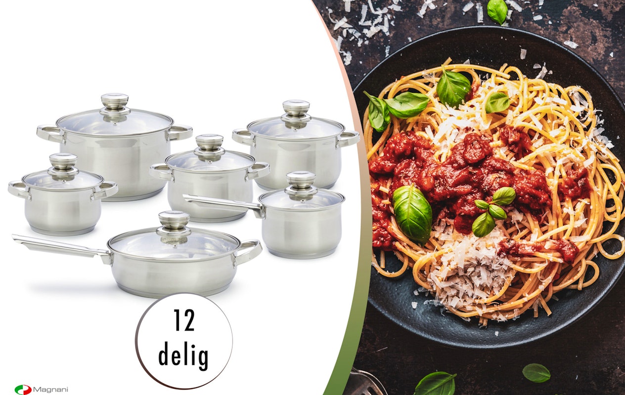 Magnani Batterie de cuisine en acier inoxydable 12