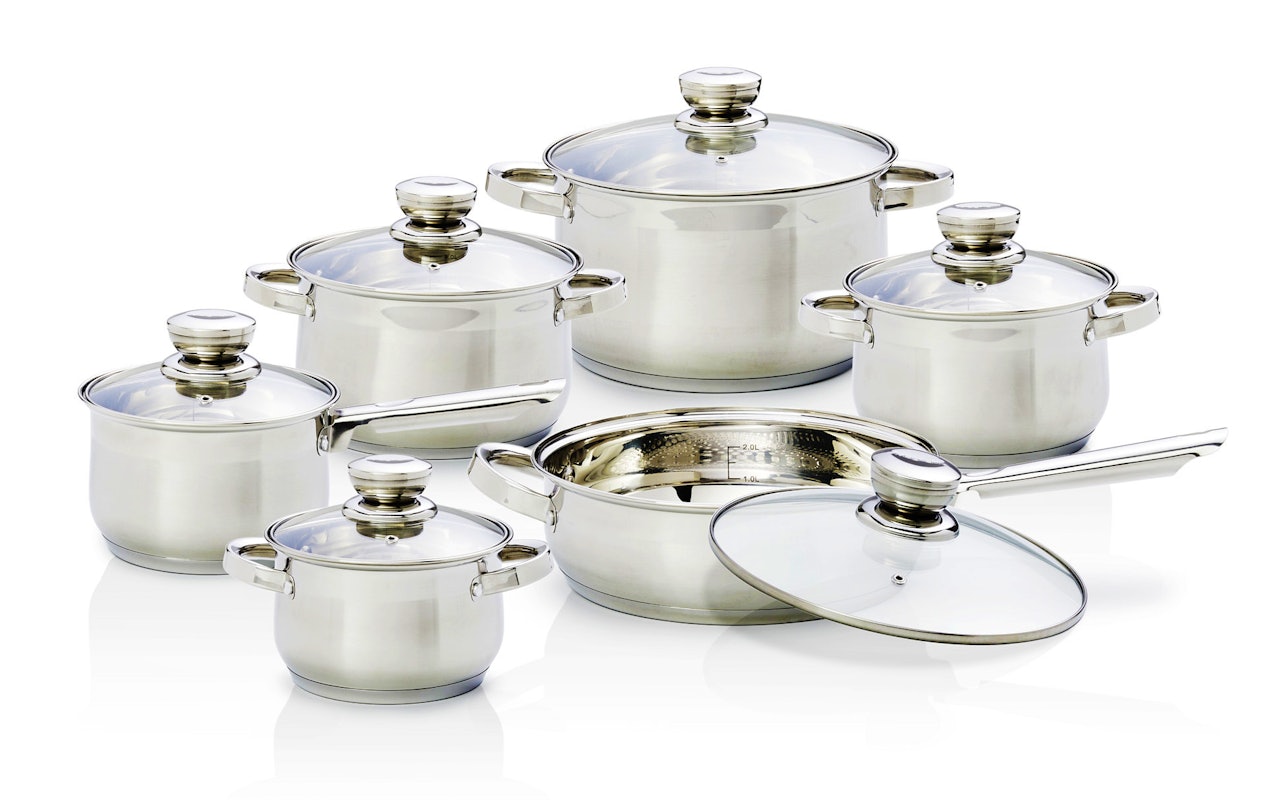 Magnani Batterie de cuisine en acier inoxydable 12