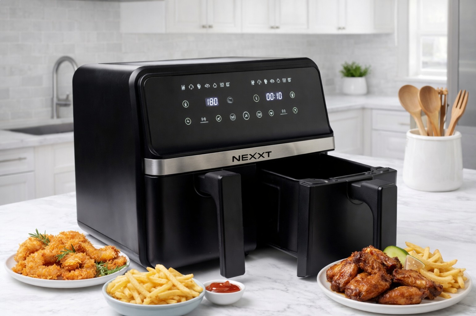 Dubbele airfryer van Nexxt met touchscreen (8L)