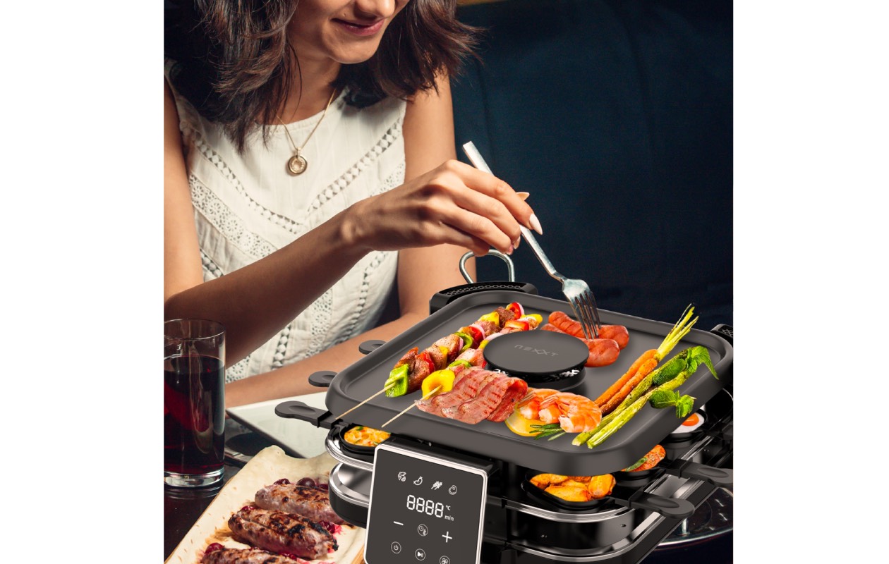 Nexxt - Barbecue de table sans fumée avec hotte aspirante