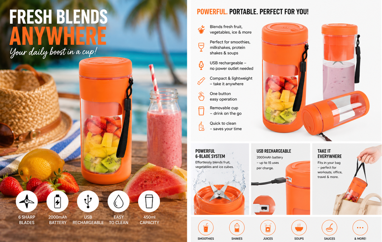 Parya Draagbare Smoothie Blender 450ml