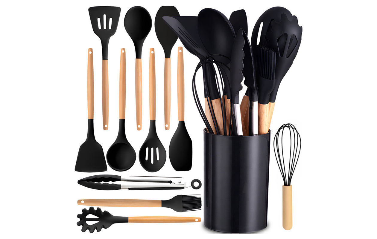 Set d’ustensiles de cuisine en silicone, 12 pièces