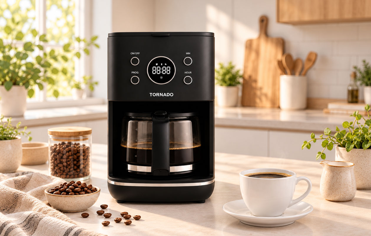 Tornado digitale retro koffiemachine (1,5L watertank)