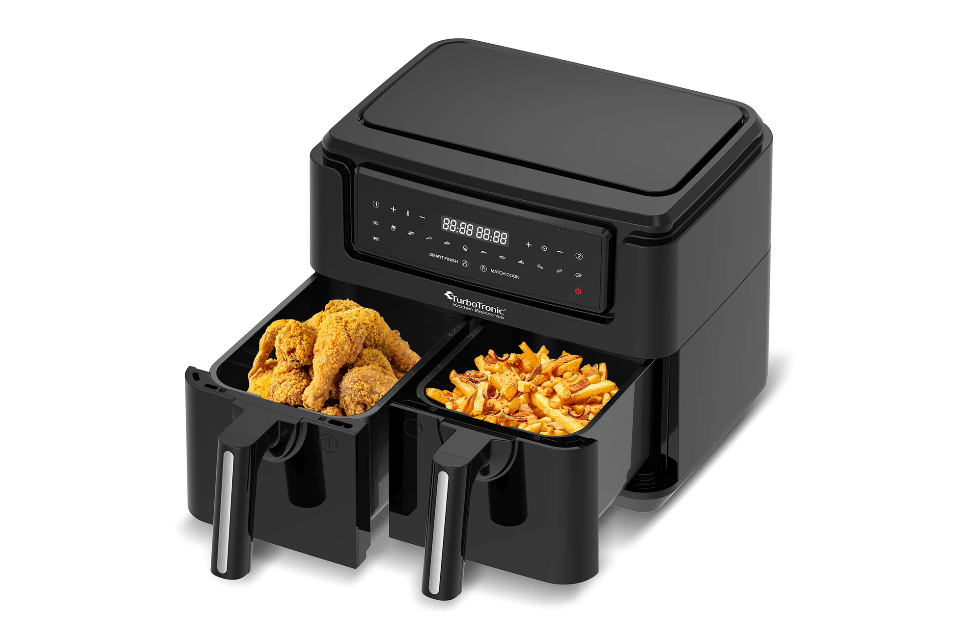 TurboTronic AF118 Dubbele Airfryer XL - 2 x 3,8 Liter - Zwart
