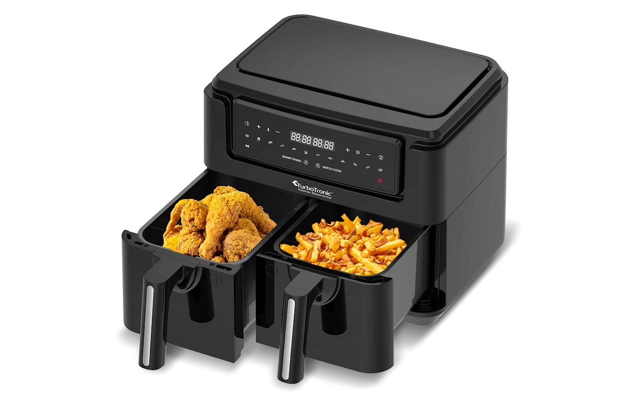 TurboTronic AF118 Dual Airfryer XL - Friteuse à air chaud numérique - 7,6 litres - Noir