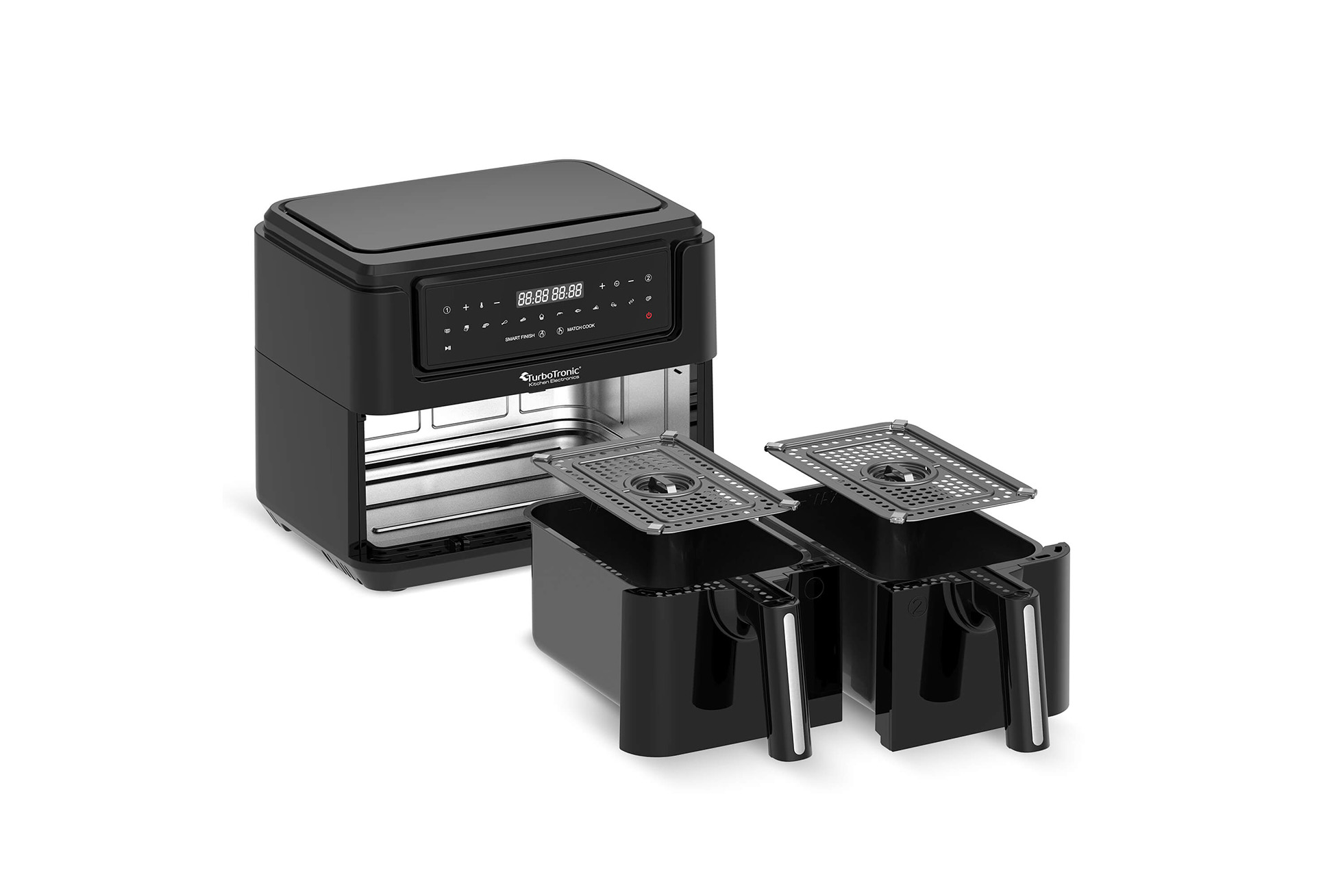 TurboTronic AF118 Dubbele Airfryer XL - 2 x 3,8 Liter - Zwart