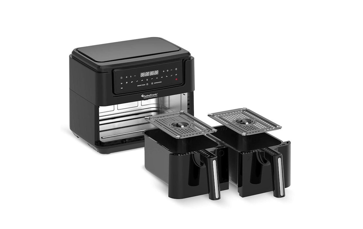 TurboTronic AF118 Dual Airfryer XL - Friteuse à air chaud numérique - 7,6 litres - Noir