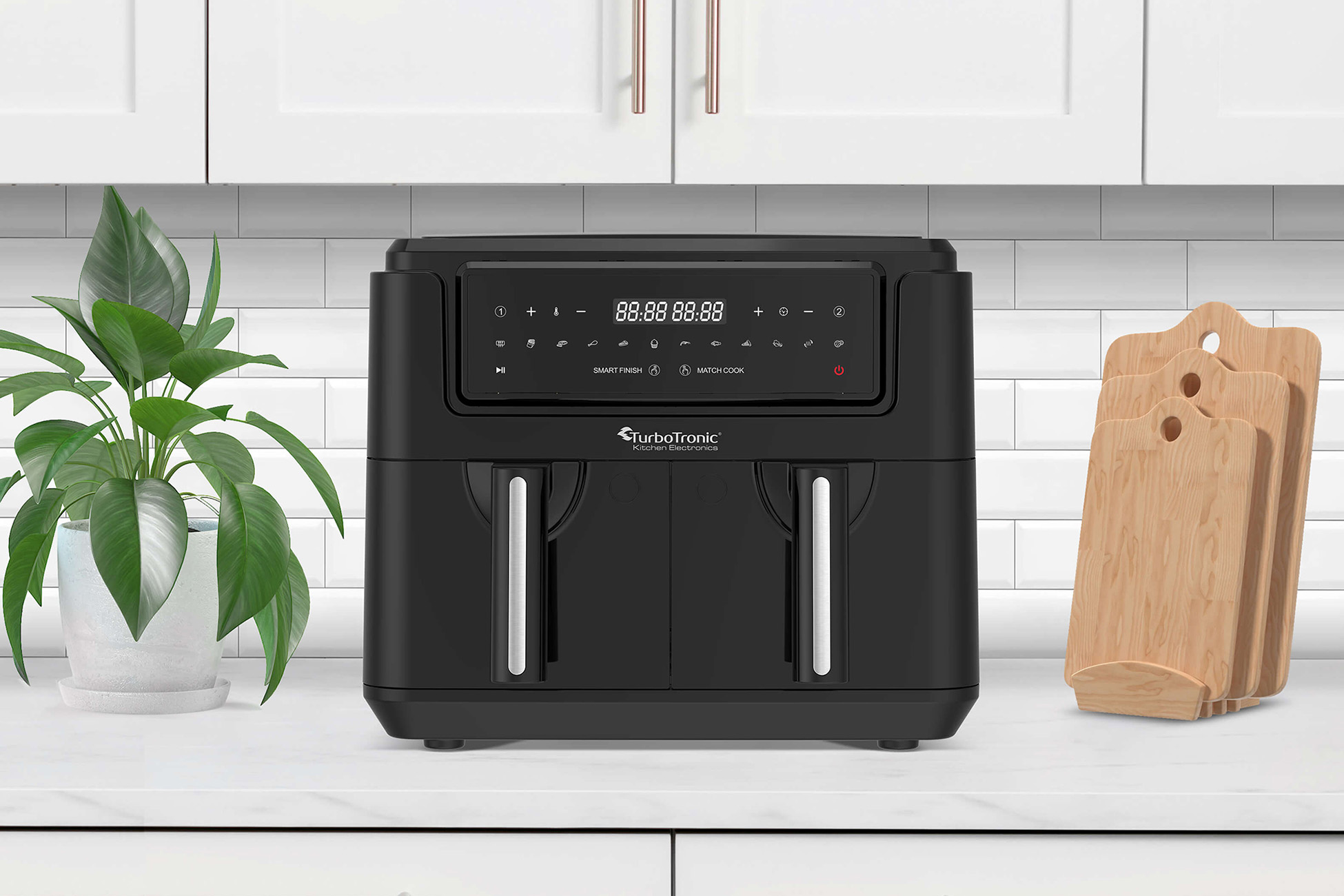 TurboTronic AF118 Dubbele Airfryer XL - 2 x 3,8 Liter - Zwart