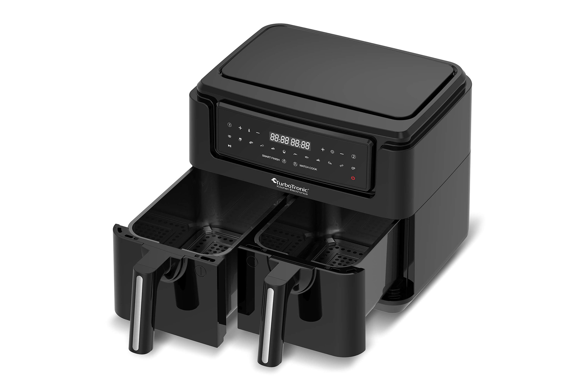 TurboTronic AF118 Dubbele Airfryer XL - 2 x 3,8 Liter - Zwart