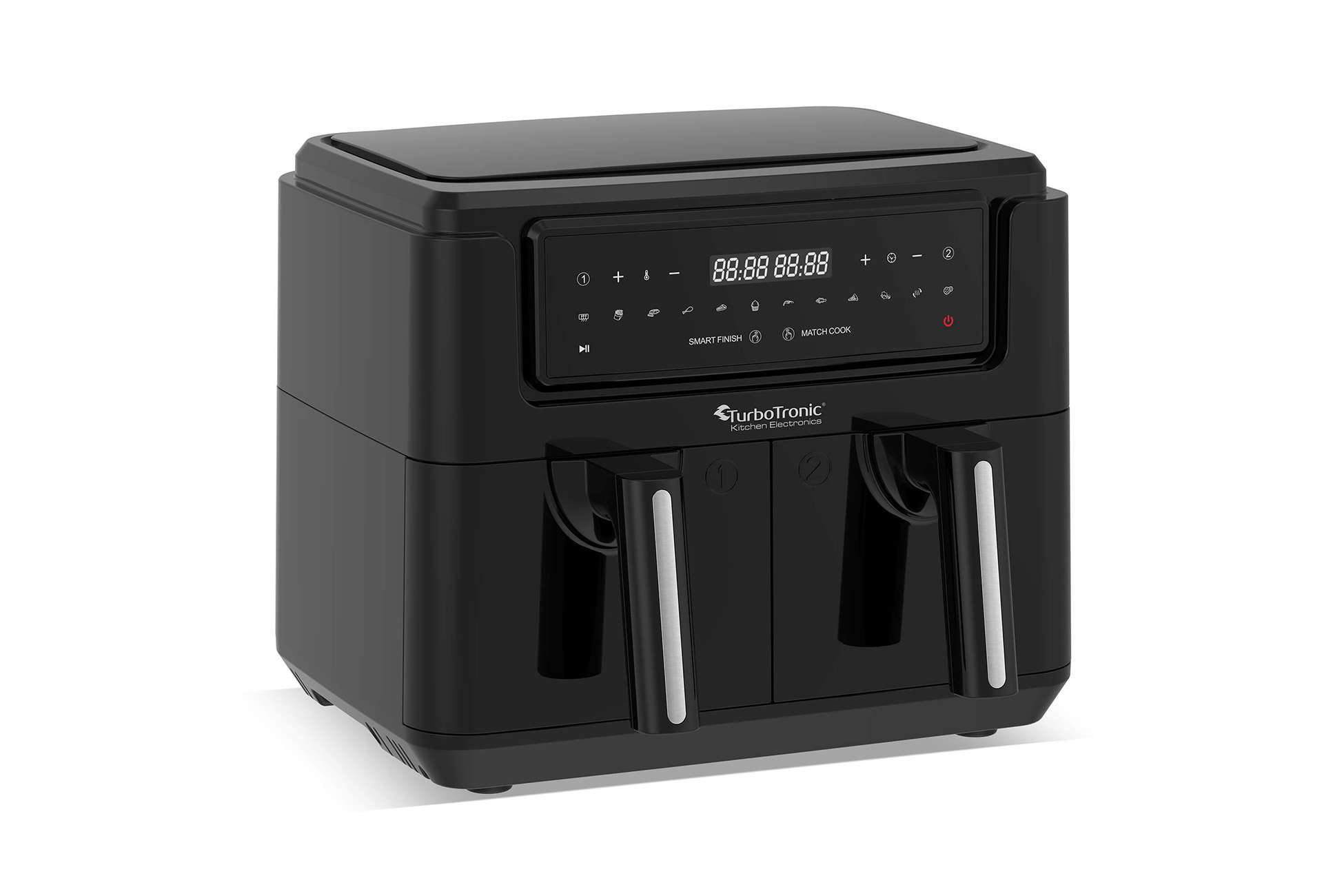 TurboTronic AF118 Dubbele Airfryer XL - 2 x 3,8 Liter - Zwart