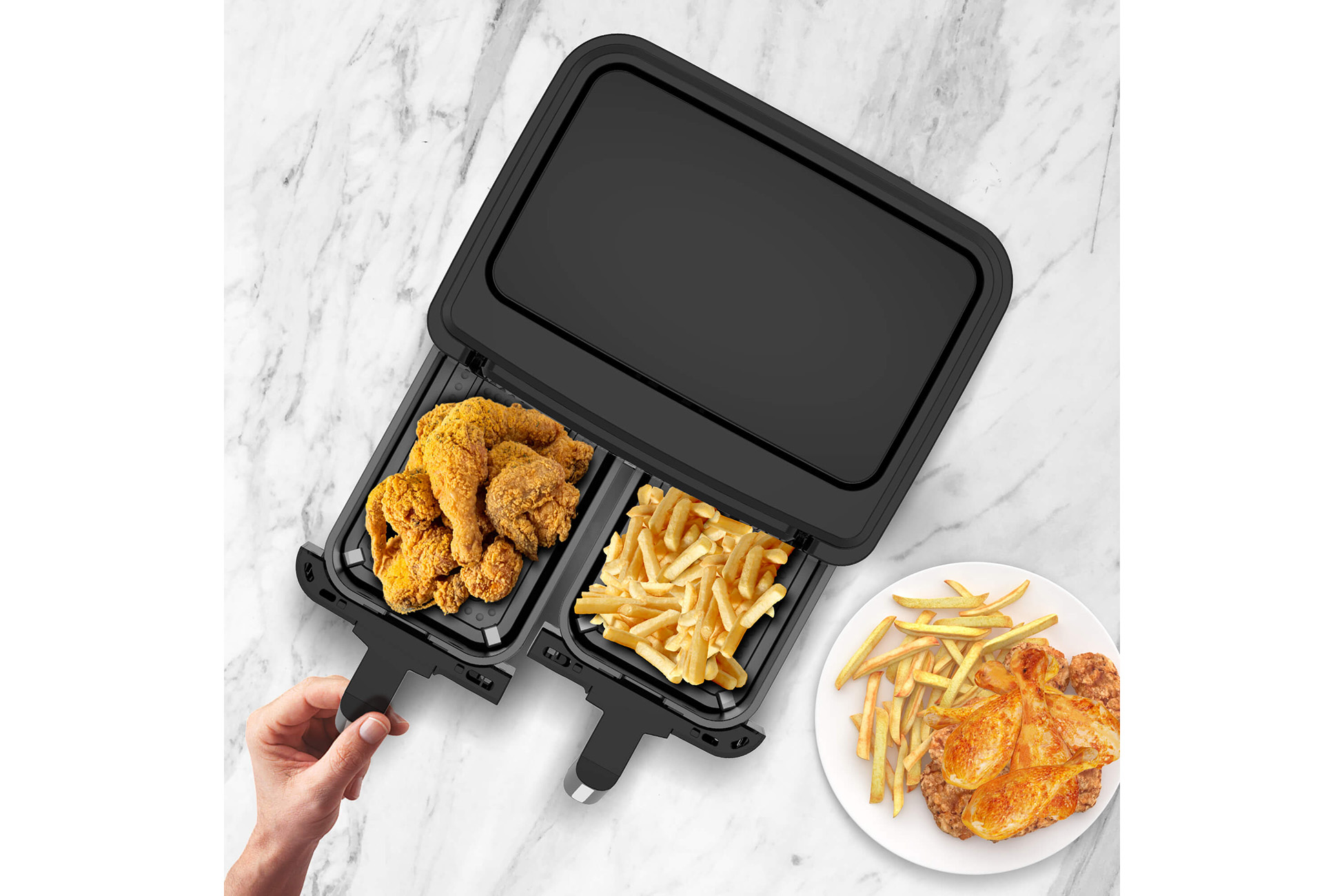 TurboTronic AF118 Dubbele Airfryer XL - 2 x 3,8 Liter - Zwart