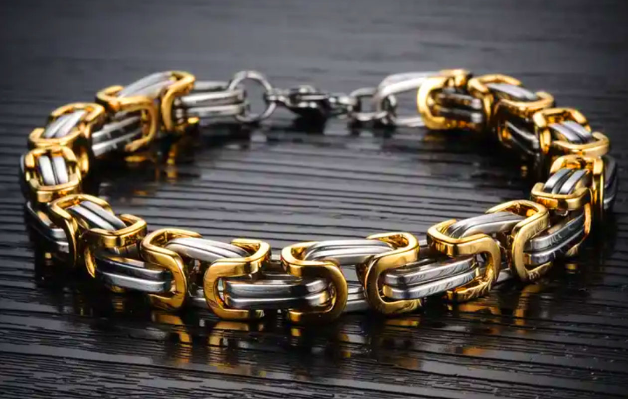 Koningsschakel Armband met Gouden Accenten