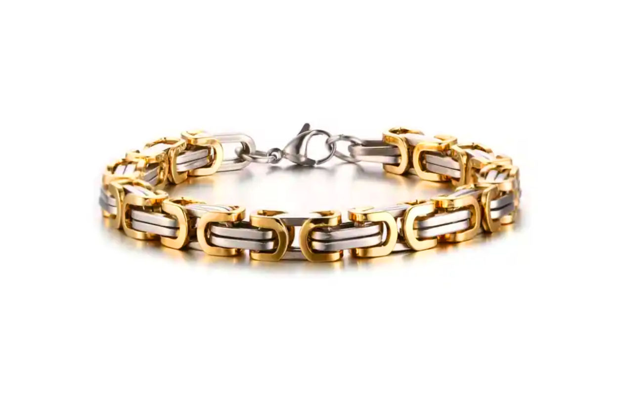 Koningsschakel Armband met Gouden Accenten