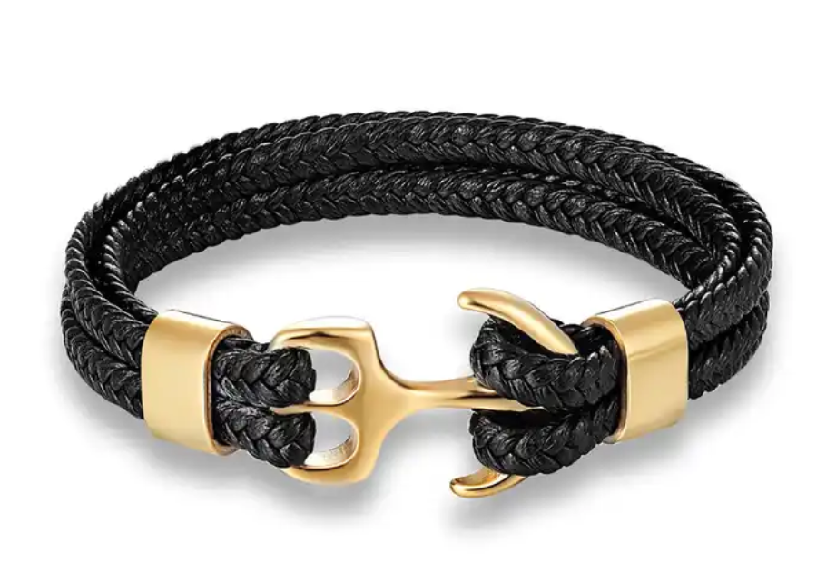 Bracelet en cuir avec fermoir en acier inoxydable