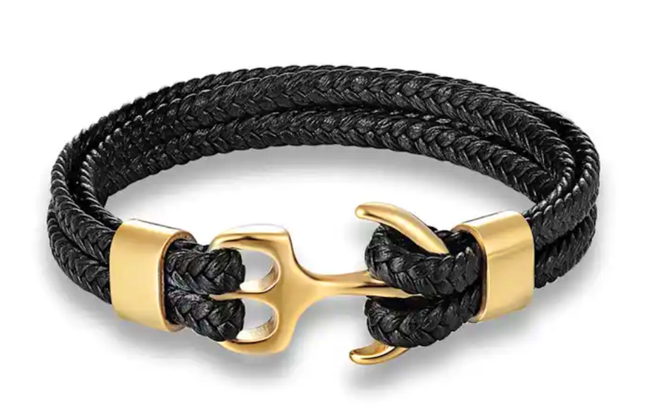 Bracelet en cuir avec fermoir en acier inoxydable