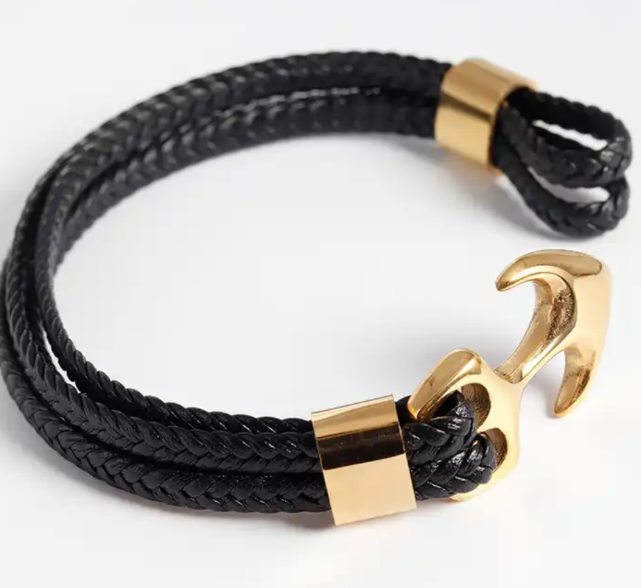 Bracelet en cuir avec fermoir en acier inoxydable