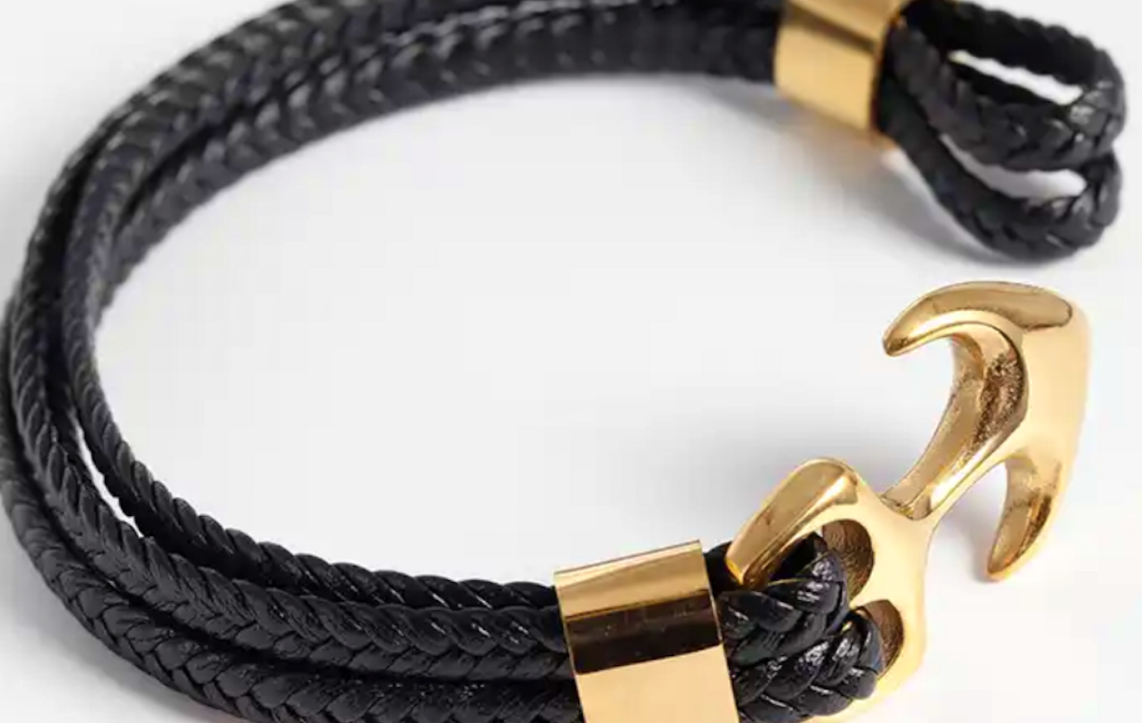 Bracelet en cuir avec fermoir en acier inoxydable
