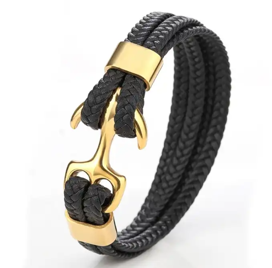 Bracelet en cuir avec fermoir en acier inoxydable