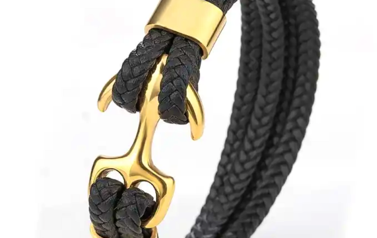 Bracelet en cuir avec fermoir en acier inoxydable