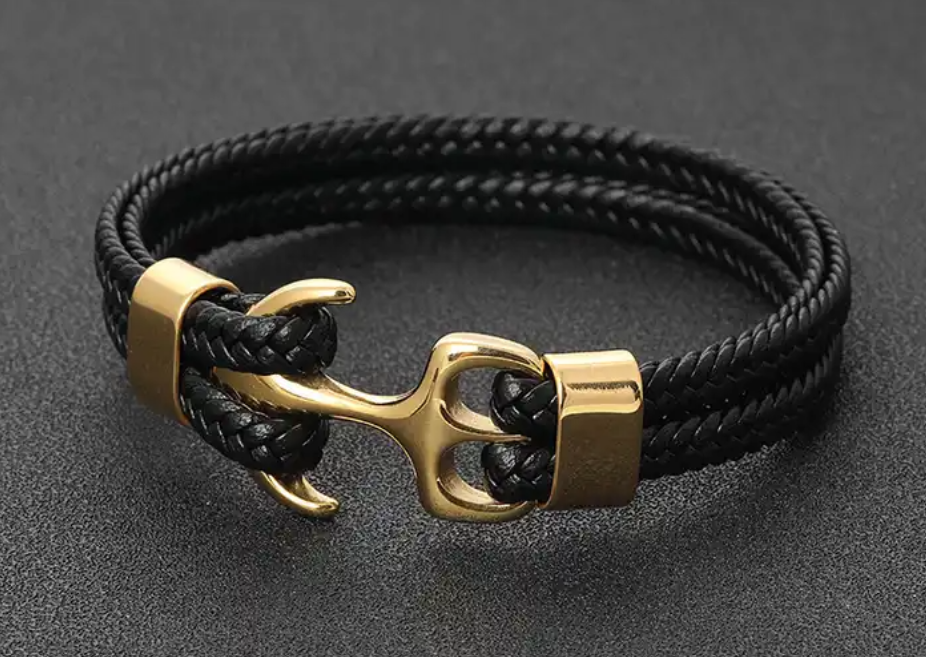 Bracelet en cuir avec fermoir en acier inoxydable