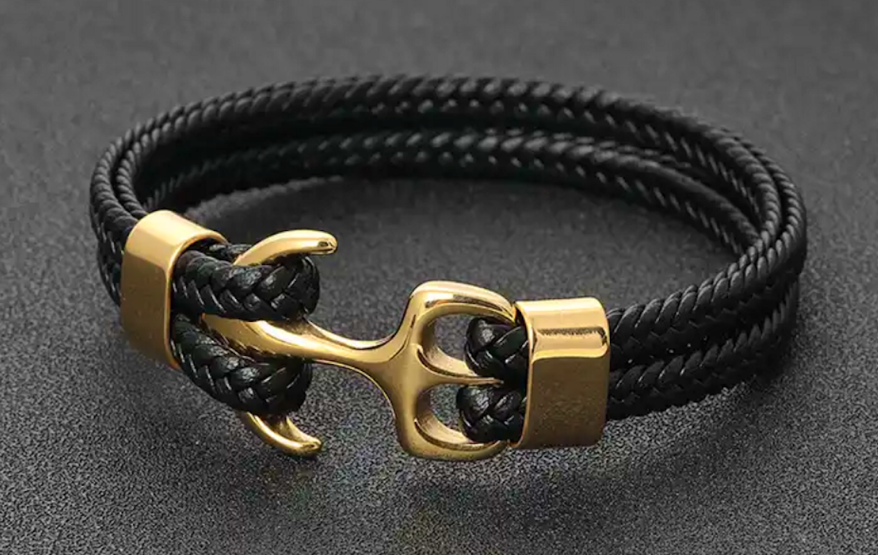 Bracelet en cuir avec fermoir en acier inoxydable