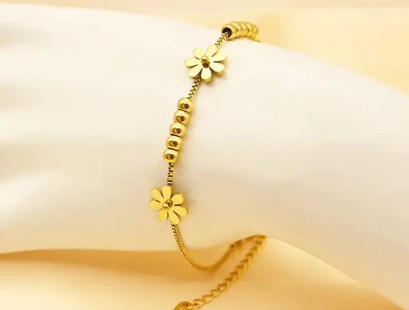 Luxe 14k vergulden armband met bloementjes