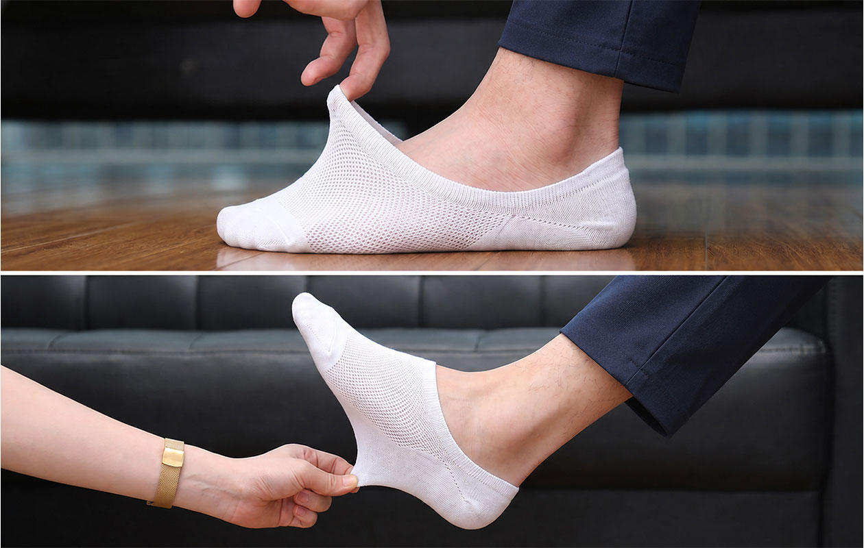 Benyson Unisex Bamboe onzichtbare sneakersokken wit 12-pack