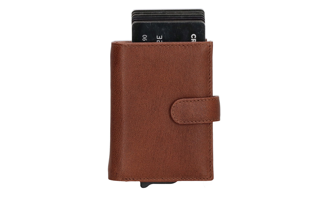 Creditcard houder – Cognac geitenleer met pasjes- en geldvakken