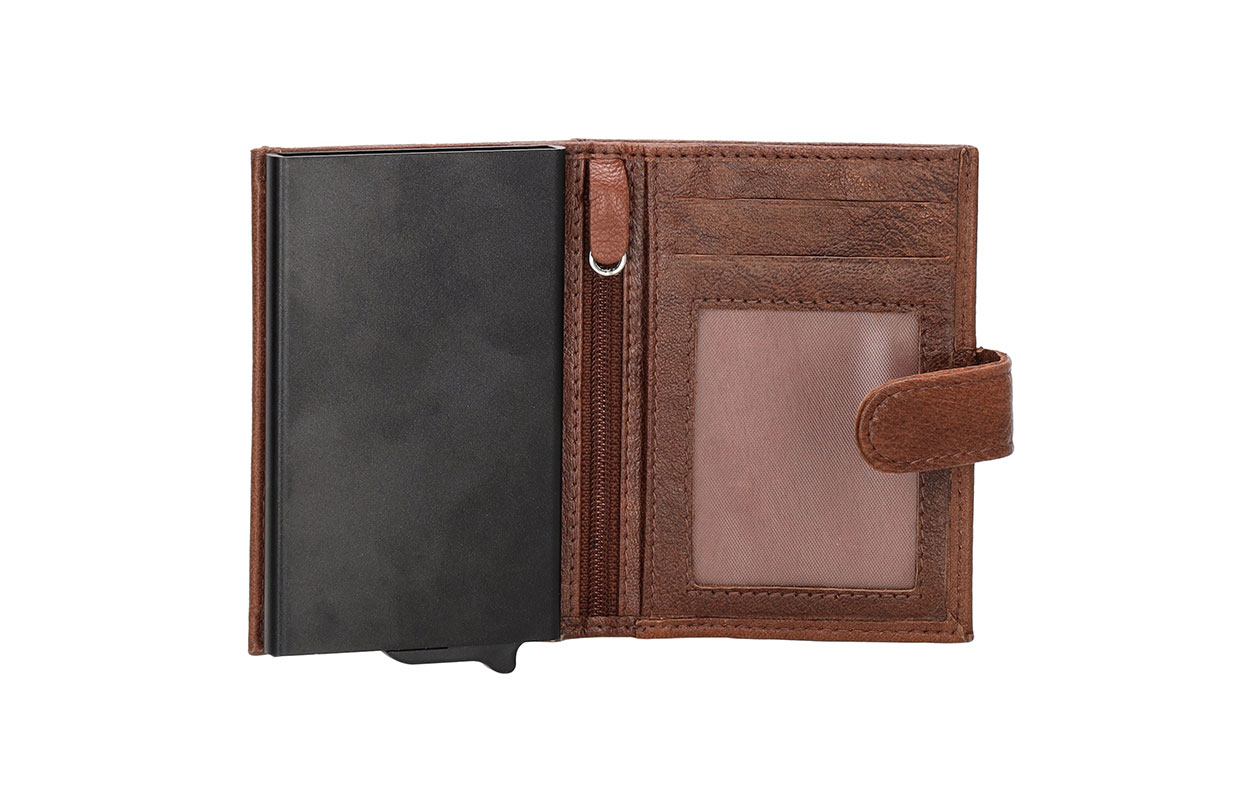 Creditcard houder – Cognac geitenleer met pasjes- en geldvakken