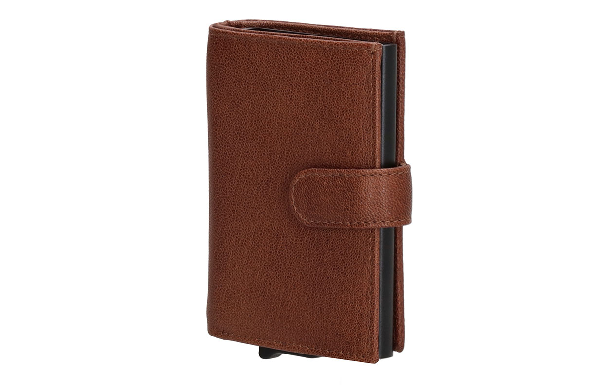 Creditcard houder – Cognac geitenleer met pasjes- en geldvakken