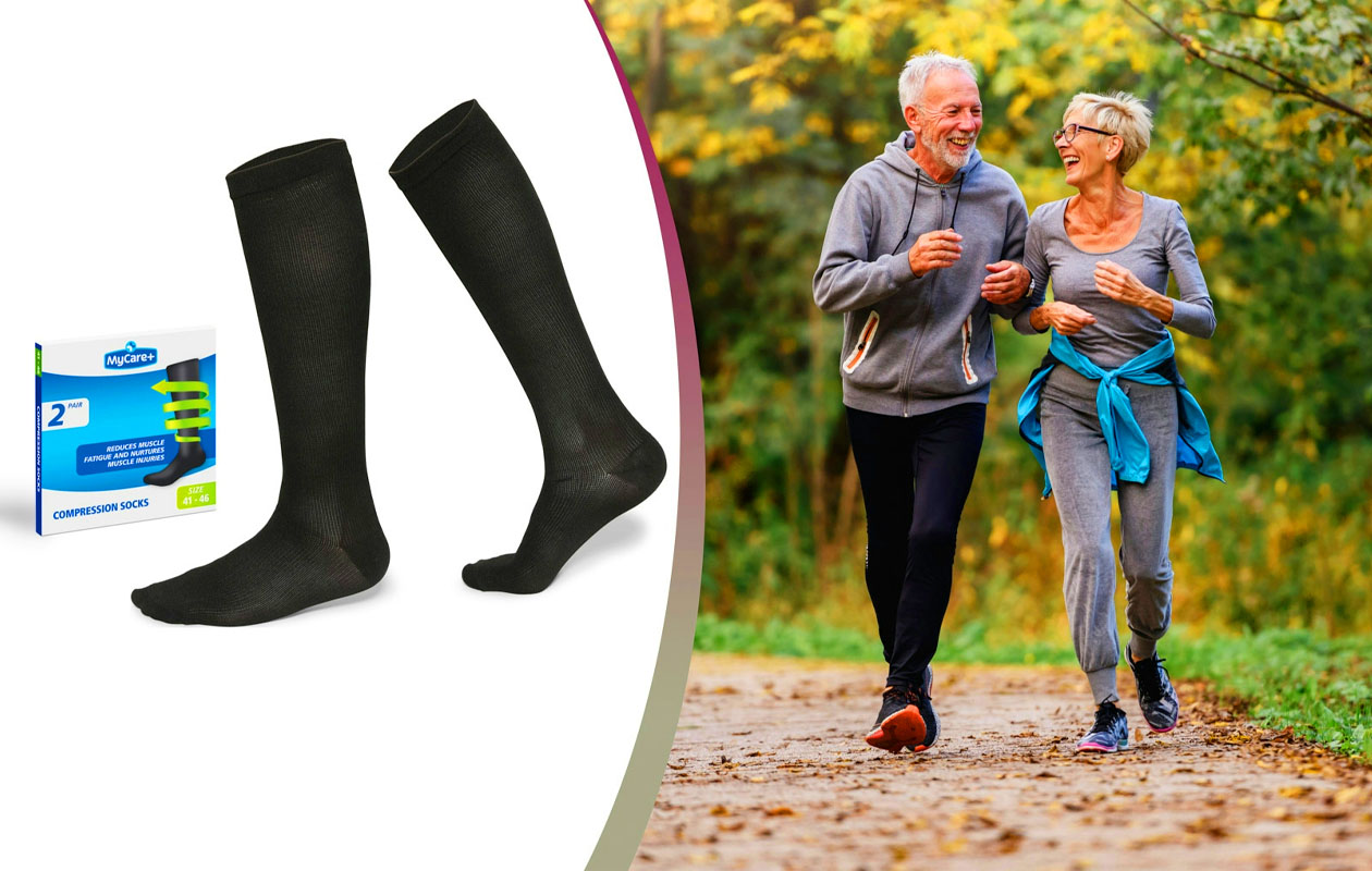 Compressiesokken duopack zwart 41/46