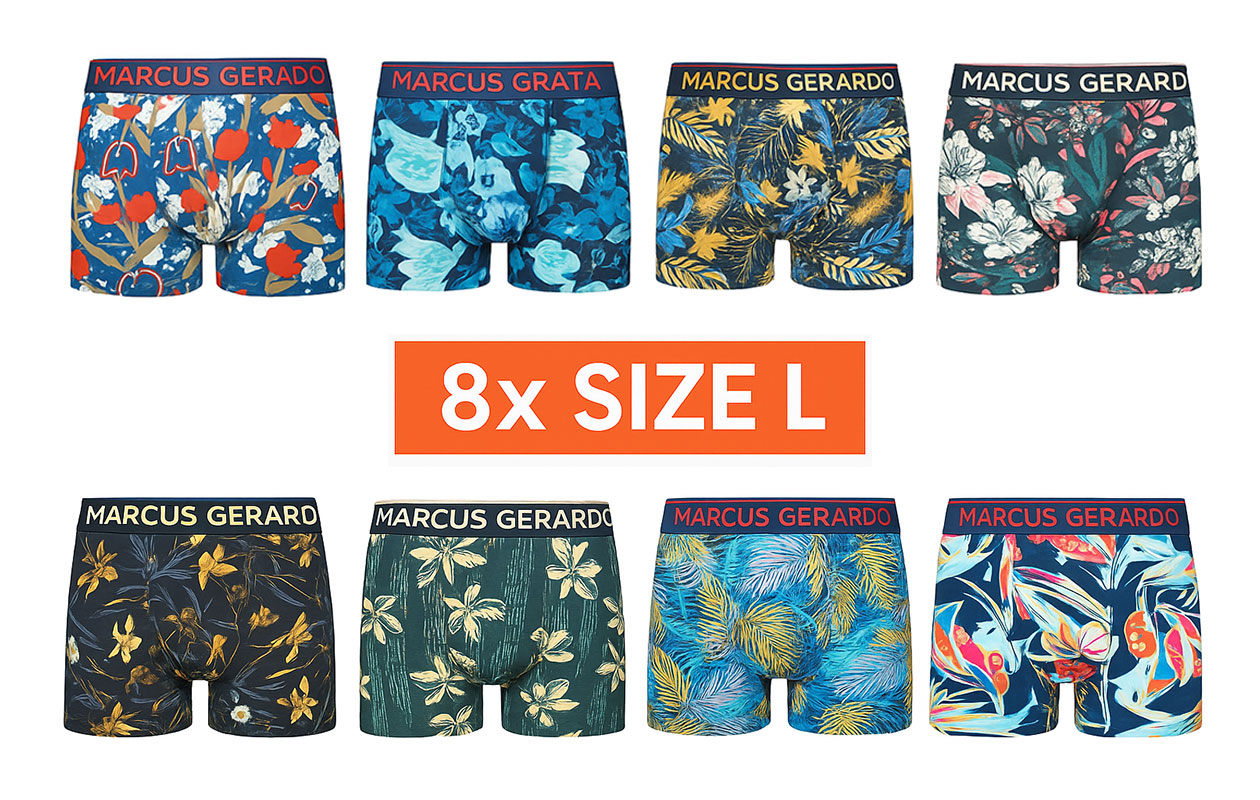 Marcus Gerardo boxershort verrassingspakket - Maat L (8 pack)