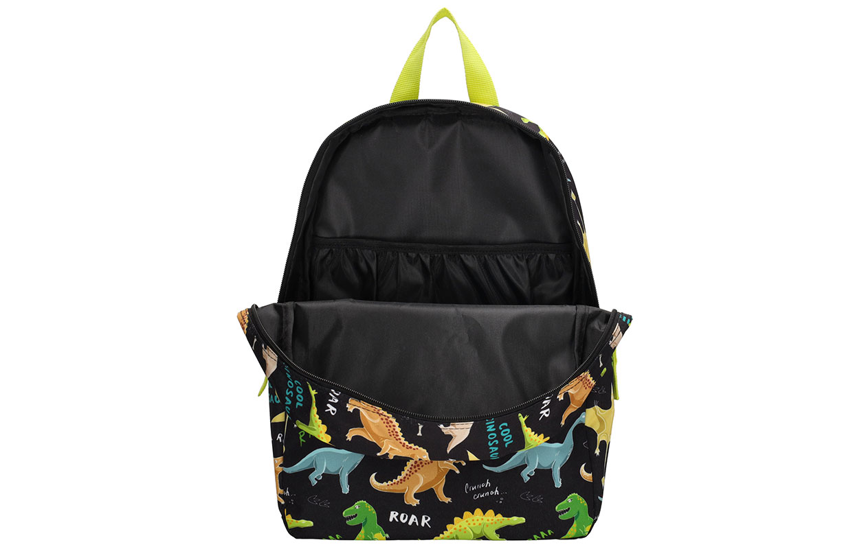 Rugzak – Zwart polyester met dinosaurusprint