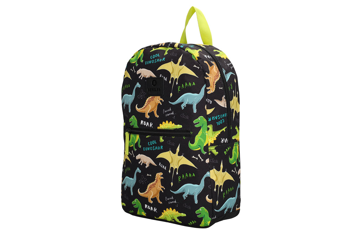 Rugzak – Zwart polyester met dinosaurusprint