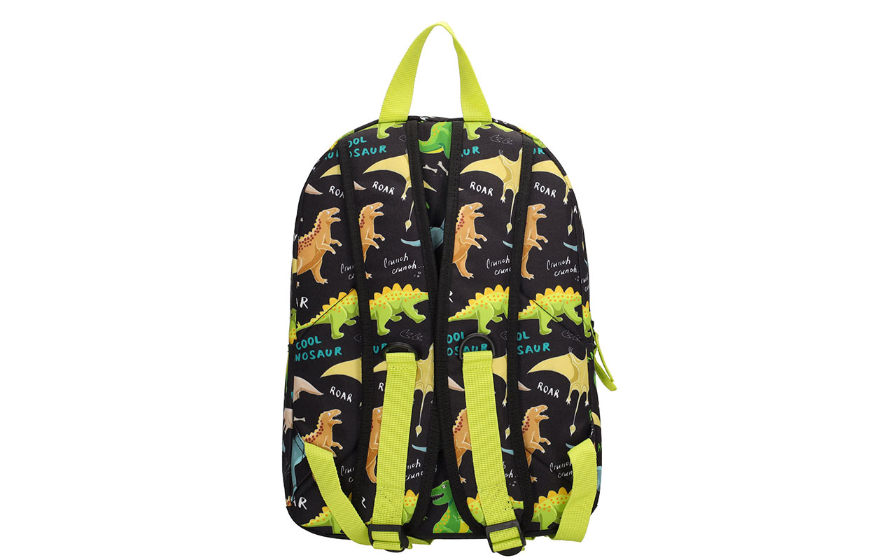 Rugzak – Zwart polyester met dinosaurusprint